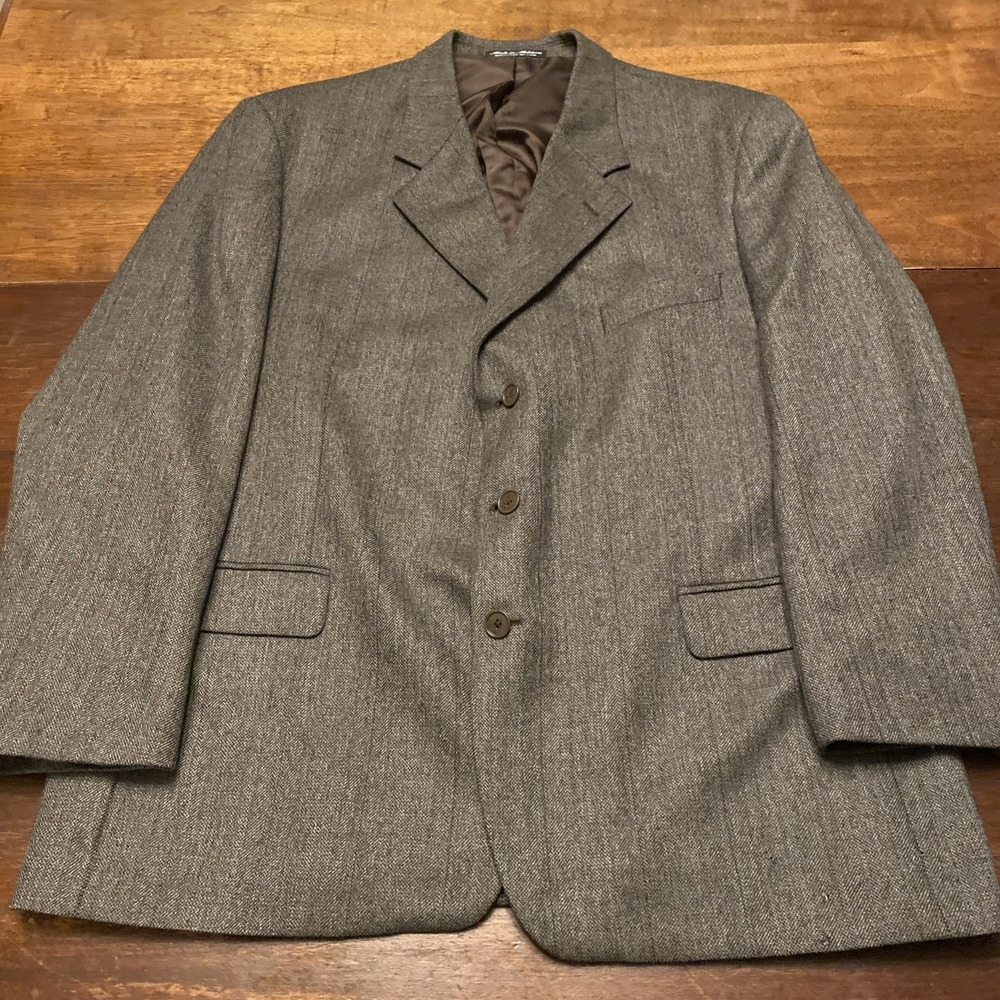 Croft & Barrow Blazer Men's‎ 48R Brown Tweed Lambswool Sports Coat